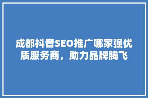 成都抖音SEO推广哪家强优质服务商，助力品牌腾飞