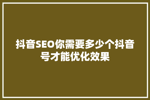 抖音SEO你需要多少个抖音号才能优化效果