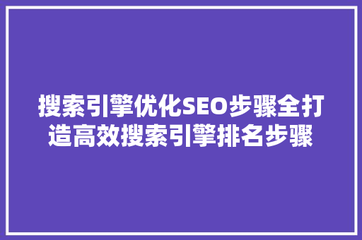 搜索引擎优化SEO步骤全打造高效搜索引擎排名步骤  第1张