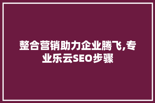 整合营销助力企业腾飞,专业乐云SEO步骤