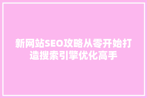 新网站SEO攻略从零开始打造搜索引擎优化高手  第1张