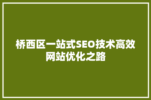 桥西区一站式SEO技术高效网站优化之路