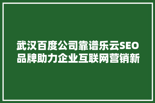 武汉百度公司靠谱乐云SEO品牌助力企业互联网营销新篇章