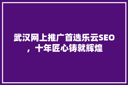 武汉网上推广首选乐云SEO，十年匠心铸就辉煌