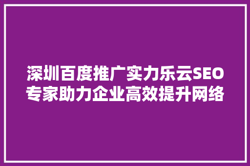 深圳百度推广实力乐云SEO专家助力企业高效提升网络曝光度