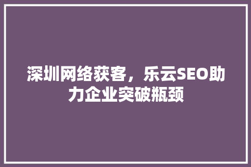 深圳网络获客，乐云SEO助力企业突破瓶颈