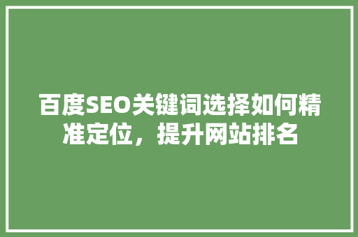 百度SEO关键词选择如何精准定位，提升网站排名  第1张