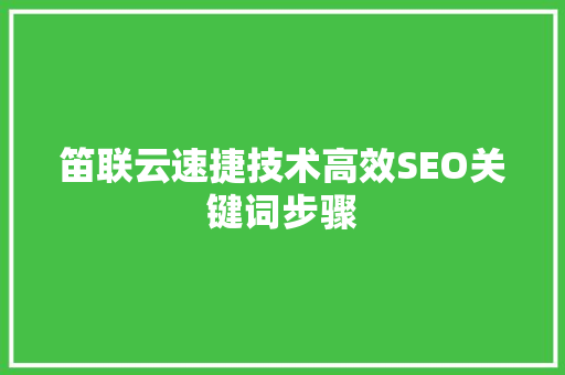 笛联云速捷技术高效SEO关键词步骤
