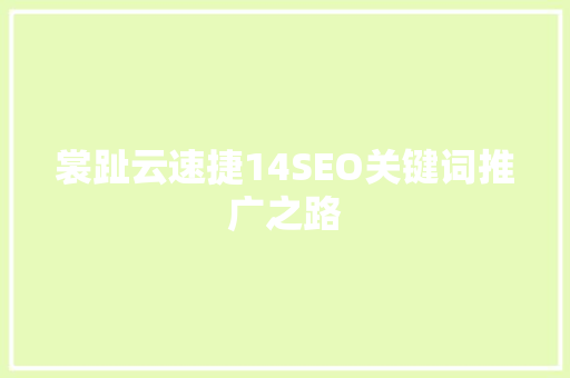 裳趾云速捷14SEO关键词推广之路