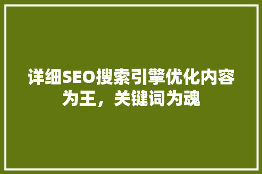 详细SEO搜索引擎优化内容为王，关键词为魂