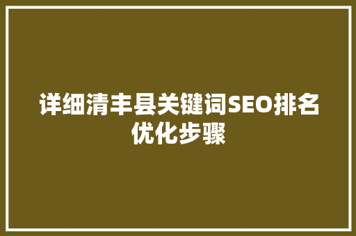 详细清丰县关键词SEO排名优化步骤