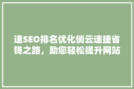 速SEO排名优化倘云速捷省钱之路，助您轻松提升网站流量