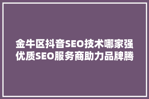 金牛区抖音SEO技术哪家强优质SEO服务商助力品牌腾飞  第1张