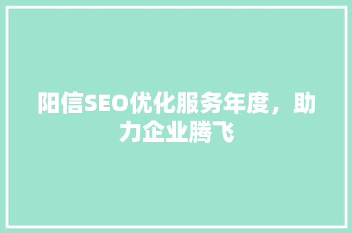 阳信SEO优化服务年度，助力企业腾飞