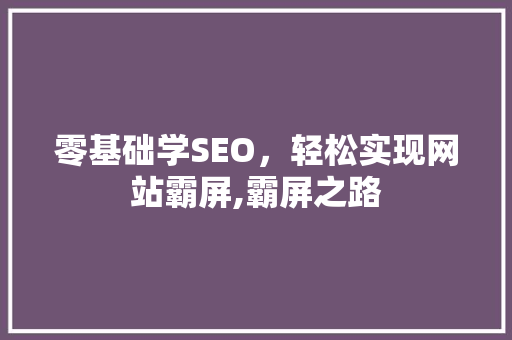 零基础学SEO，轻松实现网站霸屏,霸屏之路