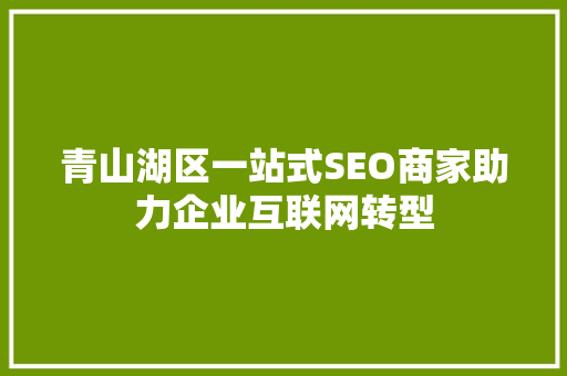 青山湖区一站式SEO商家助力企业互联网转型