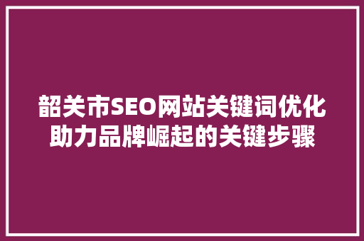 韶关市SEO网站关键词优化助力品牌崛起的关键步骤