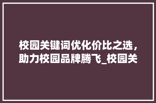 校园关键词优化价比之选，助力校园品牌腾飞_校园关键词优化哪家便宜