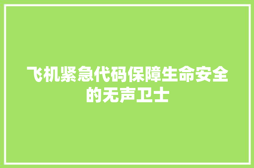 飞机紧急代码保障生命安全的无声卫士