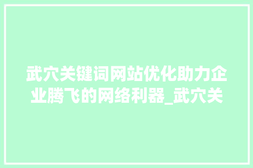武穴关键词网站优化助力企业腾飞的网络利器_武穴关键词网站优化