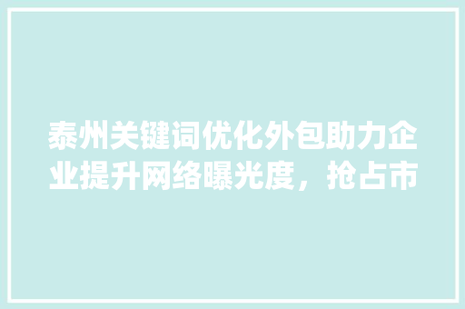 泰州关键词优化外包助力企业提升网络曝光度，抢占市场份额_泰州关键词优化外包