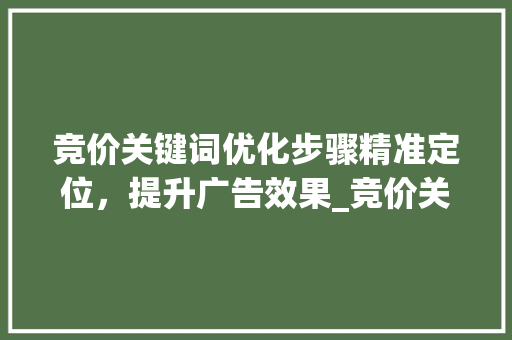 竞价关键词优化步骤精准定位，提升广告效果_竞价关键词优化方法  第1张