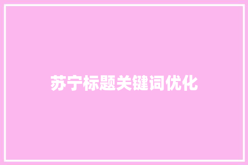 苏宁标题关键词优化