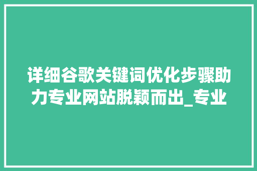 详细谷歌关键词优化步骤助力专业网站脱颖而出_专业做谷歌关键词优化