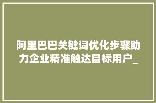 阿里巴巴关键词优化步骤助力企业精准触达目标用户_阿里看关键词优化方法