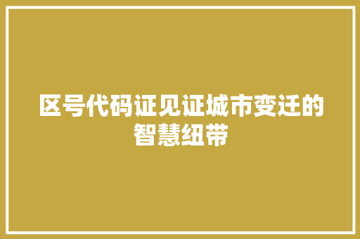 区号代码证见证城市变迁的智慧纽带