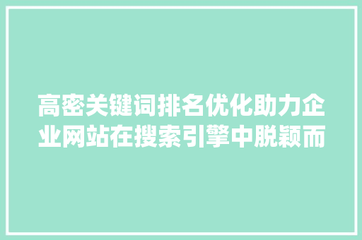 高密关键词排名优化助力企业网站在搜索引擎中脱颖而出_高密关键词排名优化