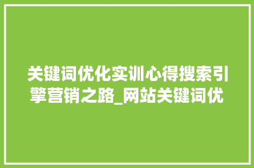 关键词优化实训心得搜索引擎营销之路_网站关键词优化实训心得