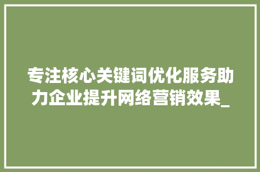 专注核心关键词优化服务助力企业提升网络营销效果_专注核心关键词优化服务