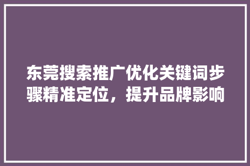 东莞搜索推广优化关键词步骤精准定位，提升品牌影响力_东莞搜索推广优化关键词