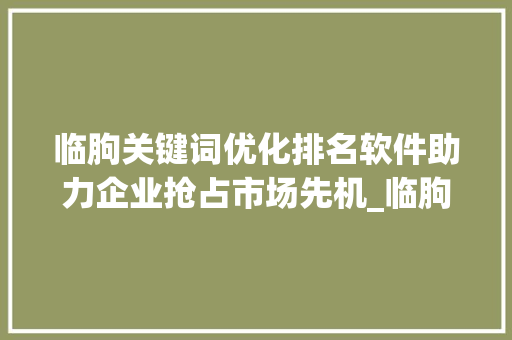 临朐关键词优化排名软件助力企业抢占市场先机_临朐关键词优化排名软件