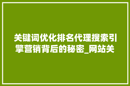 关键词优化排名代理搜索引擎营销背后的秘密_网站关键词优化排名代理