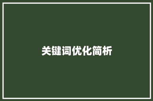 关键词优化简析