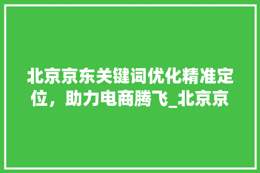北京京东关键词优化精准定位，助力电商腾飞_北京京东关键词优化