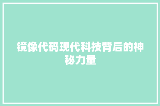 镜像代码现代科技背后的神秘力量