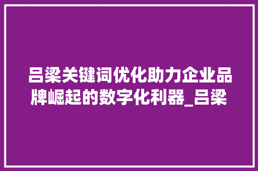 吕梁关键词优化助力企业品牌崛起的数字化利器_吕梁关键词优化公司
