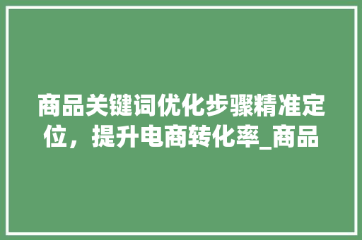 商品关键词优化步骤精准定位，提升电商转化率_商品关键词优化的步骤