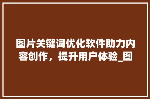 图片关键词优化软件助力内容创作，提升用户体验_图片关键词优化软件