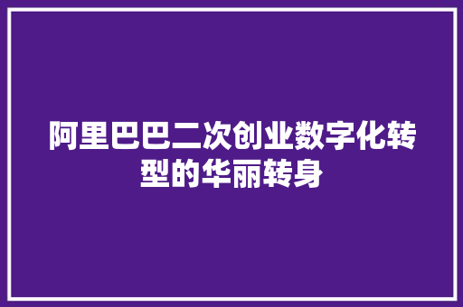 阿里巴巴二次创业数字化转型的华丽转身