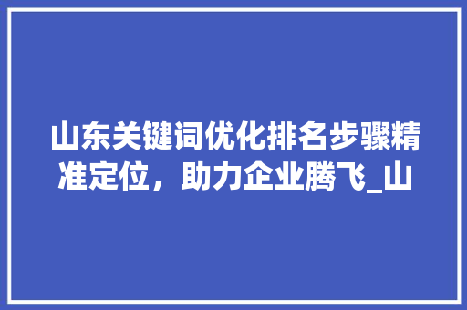 山东关键词优化排名步骤精准定位，助力企业腾飞_山东搜索关键词优化排名