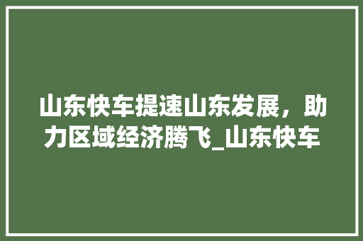 山东快车提速山东发展，助力区域经济腾飞_山东快车关键词优化