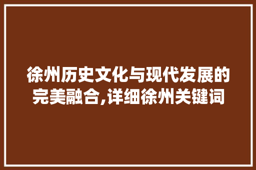 徐州历史文化与现代发展的完美融合,详细徐州关键词优化排名推广步骤_徐州关键词优化排名推广