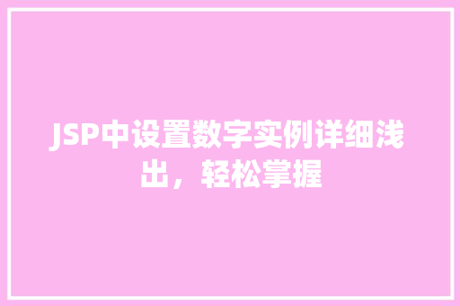 JSP中设置数字实例详细浅出，轻松掌握