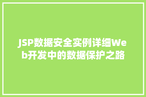 JSP数据安全实例详细Web开发中的数据保护之路  第1张