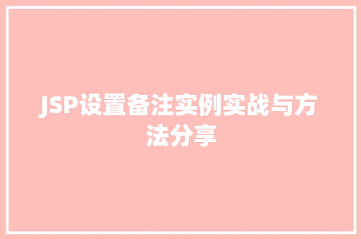 JSP设置备注实例实战与方法分享
