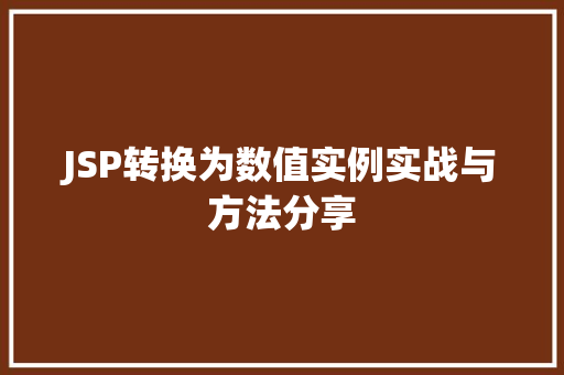 JSP转换为数值实例实战与方法分享